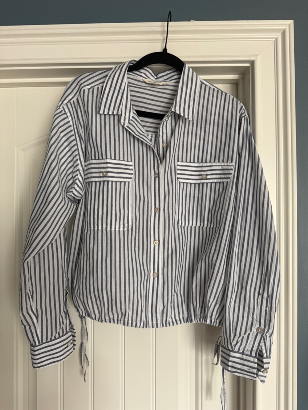 Lucky Brand Navy and White Striped Shirt